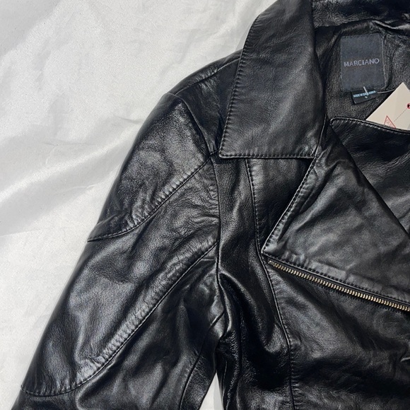 New Guess Marciano 100% Leather Zip Up Asymmetrical Zipper Jacket S - Picture 6 of 13